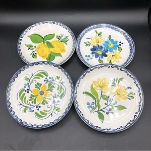 Williams Sonoma AERIN Dessert Side Plates 6.5” Stoneware LEMONS Flowers NEW